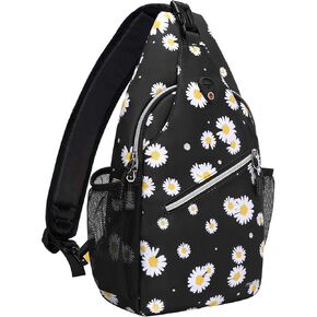 MOSISO Sling Backpack, Travel Hiking Daypack Daisy Rope Crossbody Shoulder Bag, Black in Saudi Arabia