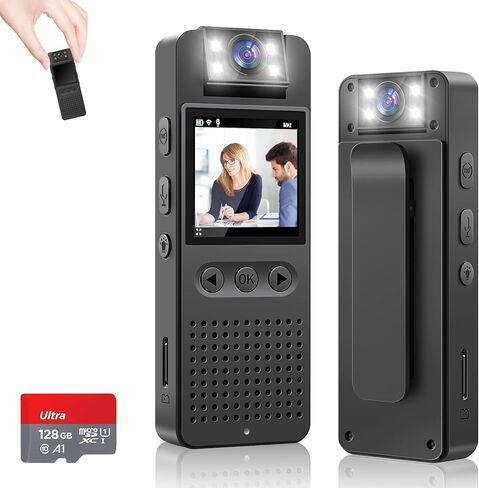 Body Camera, Police Body Cam Video Full HD 1080P, 256G Max Memory, Premium Body Cams for Enforcement,Security,Guard,Home,Outdoor,Travel,Camping,Cycling, with 128G Super high-Speed Card in Kuwait