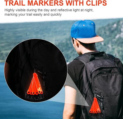 TOYMIS 24pcs Reflective Trail Markers, 4.06x0.51 Inch Trail Markers for Hiking Trail Markers for Trees Trail Marking Ribbon with Clips for Hunting Outdoor in Saudi Arabia