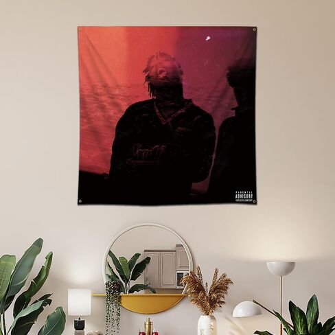 DecrPlus Juic Rapper نسيج Wrld اسمحوا لي أن أعرف (أتساءل لماذا حرة) لافتة 4x4ft موسيقى الراب الهيب هوب المغني ألبوم الجدار شنقا النوم ديكورات المنزل العلم in Kuwait