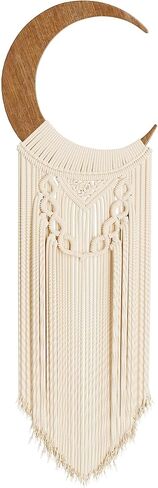 مكرمية خشبية للتعليق على الحائط على شكل هلال وقمر | صائد الاحلام، نسيج قمر | ديكور حائط بوهو، ديكور غرفة ايندي | ديكور بوهو انيق لغرفة النوم in Kuwait