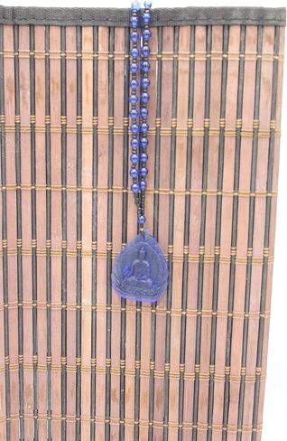 قلادة ليو لي من الزجاج الصيني الأزرق المنحوت على شكل بوذا الطب محظوظ فينغ شوي للحماية المعلقة، ليو لي، بدون احجار كريمة, ليو لي, لا أحجار كريمة in Kuwait