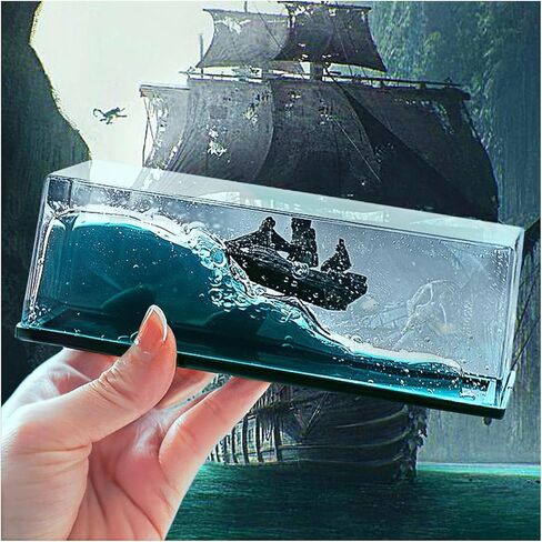 SVICCOOKQ Cruise Ship Fluid Drift,Bottle Unsinkable Boat Decoration-Black Pearl Unsinkable Titanic Toy Ghost Ship Black Pearl Ship in A Bottle Fluid Liquid Drift Bottle in a Box Gifts for Home Desk in Saudi Arabia