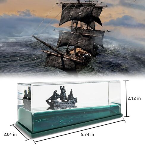 SVICCOOKQ Cruise Ship Fluid Drift,Bottle Unsinkable Boat Decoration-Black Pearl Unsinkable Titanic Toy Ghost Ship Black Pearl Ship in A Bottle Fluid Liquid Drift Bottle in a Box Gifts for Home Desk in Saudi Arabia
