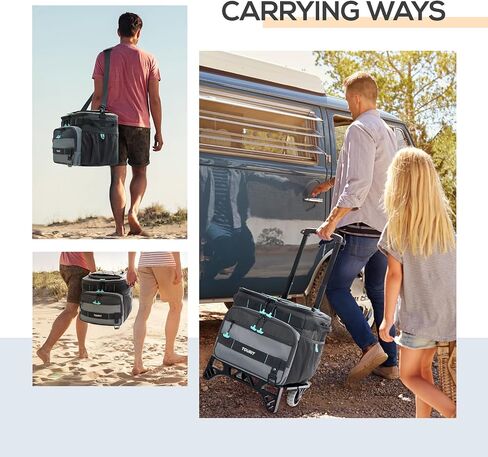 TOURIT Collapsible 48-Can Leak-Proof Insulated Rolling Cooler with All-Terrain Cart, Upgraded Fixtures and New Wheels Suitable for Beach, Picnic, Shopping in Kuwait