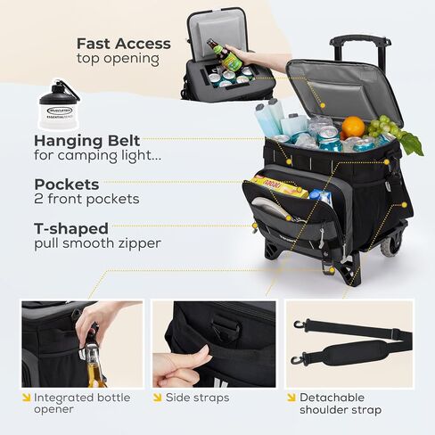 TOURIT Collapsible 48-Can Leak-Proof Insulated Rolling Cooler with All-Terrain Cart, Upgraded Fixtures and New Wheels Suitable for Beach, Picnic, Shopping in Kuwait