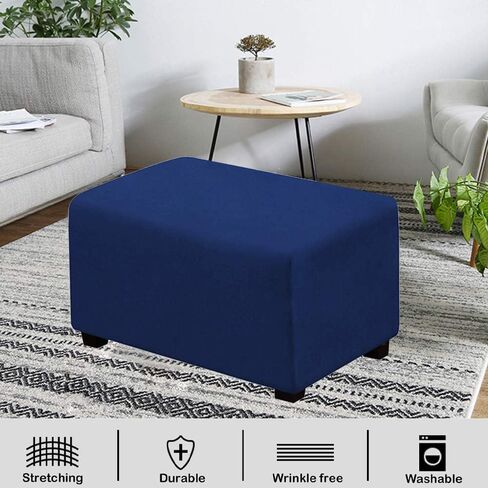 VIENLOVE مستطيل الشكل العثماني أغطية حماية لمسند القدمين من جلد الغزال الفاخر تمتد مع قاعدة مرنة تتميز بنسيج قابل للغسل في الغسالة (عاجي، حجم كبير جدًا) in Kuwait