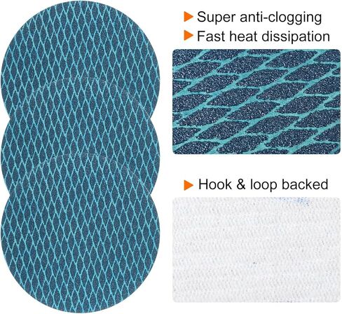 HARFINGTON 70 قطعة من أقراص الصنفرة ذات الشكل الماسي مقاس 6 بوصة و60 حبيبة وخطاف وحلقة لأعمال النجارة وأقراص تشطيب السيارات وسادات ورق الصنفرة لصنفرة القرص العشوائي وصنفرة مدارية in Kuwait