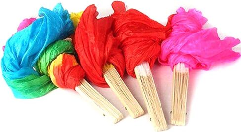 موفوكا مروحة رقص من الحرير الصناعي، مروحة طويلة مصنوعة يدويا من الخيزران للرقص الشرقي للاداء المسرحي والحفلات والرقص للنساء (ازرق) in Kuwait