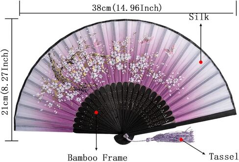 مراوح يدوية قابلة للطي من حرير الخيزران من أماجيجي للنساء، ابق هادئًا وأنيقًا مع مراوح محمولة - مثالية لحفلات الزفاف والحفلات والعروض (ساكورا الوردي والأرنب المزدوج الوردي) in Kuwait
