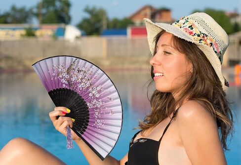 مراوح يدوية قابلة للطي من حرير الخيزران من أماجيجي للنساء، ابق هادئًا وأنيقًا مع مراوح محمولة - مثالية لحفلات الزفاف والحفلات والعروض (ساكورا الوردي والأرنب المزدوج الوردي) in Kuwait