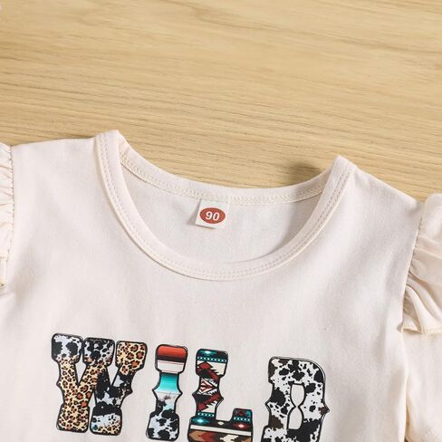 CM C&M WODRO Toddler Baby Girl Bell Bottom Outfits Western Cowgirl Flying Sleeve T Shirt + Boho Flared Bell Bottom Pants in Saudi Arabia