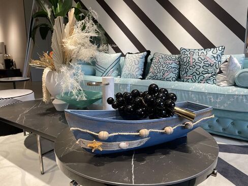 Konjouror Wooden Boat Tray Display, 2 Pack Blue Boat Model Decoration, Nautical Beach Ocean Decor in Saudi Arabia