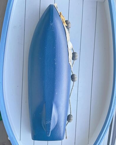 Konjouror Wooden Boat Tray Display, 2 Pack Blue Boat Model Decoration, Nautical Beach Ocean Decor in Saudi Arabia