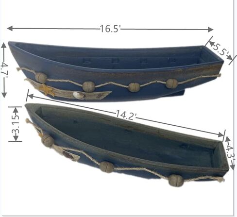 Konjouror Wooden Boat Tray Display, 2 Pack Blue Boat Model Decoration, Nautical Beach Ocean Decor in Saudi Arabia