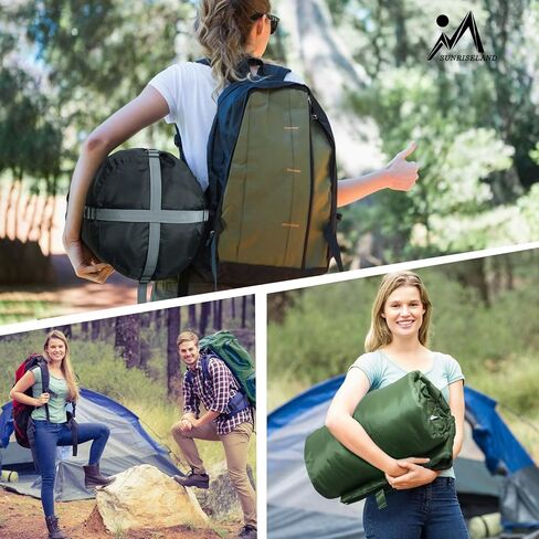 حقيبة نوم للتخييم يمكن ارتداؤها للبالغين والأطفال مع غطاء للرأس، قطن 400 جرام في المتر المربع من الفلانيل خفيف الوزن مقاوم للماء 3 فصول الطقس الدافئ والبارد لحقيبة الظهر والمشي لمسافات طويلة والداخل والخارج، مع كيس ضغط in Kuwait