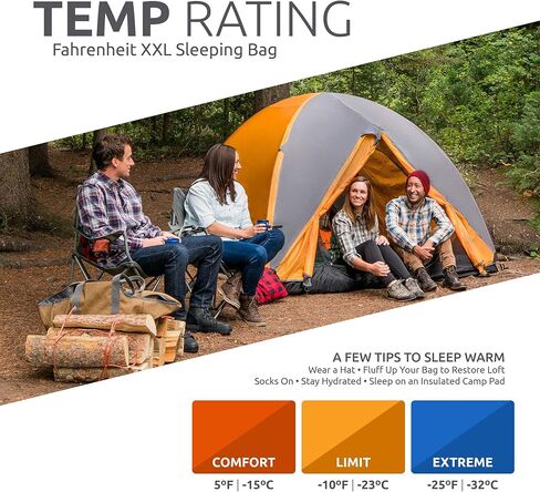 TETON Sports Fahrenheit Sleeping Bag – XXL Sleeping Bag, Big, Warm and Roomy, Adult Camping in Style. Flannel Inner Lining, All Weather Bags in Kuwait