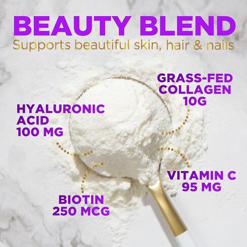 مسحوق ببتيدات الكولاجين مع حمض الهيالورونيك والبيوتين، مسحوق الكولاجين المتحلل من الأعشاب للنساء (النوع الأول والثالث) لدعم الشعر والبشرة والأظافر والمفاصل، ومكملات الكولاجين - 30 وجبة in Kuwait