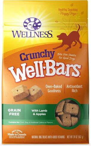 Wellness WellBars Natural Grain Free Crunchy Dog Treats, Yogurt, Apples & Banana, 20-Ounce Box in Saudi Arabia
