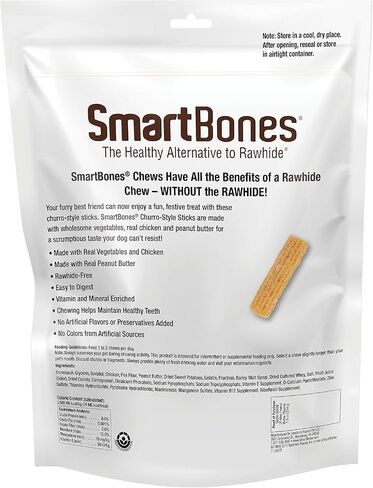 SmartBones Churro-Style Mini Sticks 28 Count, Made with Real Peanut Butter, Rawhide-Free Chews for Dogs, 7.90 Ounce (Pack of 1) in Saudi Arabia