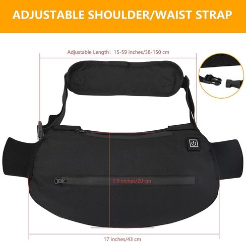 Rechargeable Hand Warmers Pouch Laelr Electric Heated Gloves Portable Heated Hand Muff Cold Winter Handwarmers Bag with 3 Heat Modes Fast Heating Waist Pouch for Outdoor Hunting Camping Golf Women Men in Kuwait