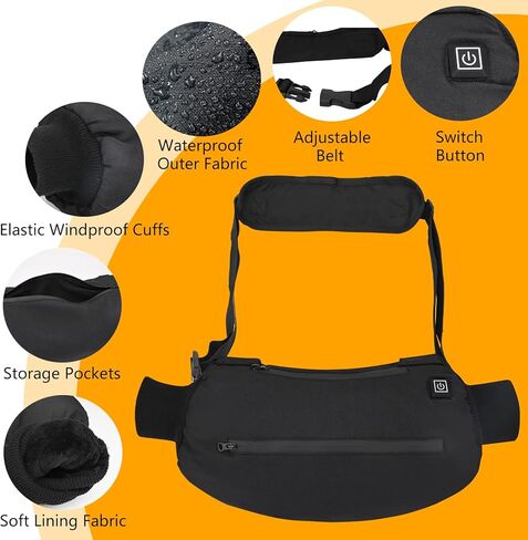 Rechargeable Hand Warmers Pouch Laelr Electric Heated Gloves Portable Heated Hand Muff Cold Winter Handwarmers Bag with 3 Heat Modes Fast Heating Waist Pouch for Outdoor Hunting Camping Golf Women Men in Kuwait