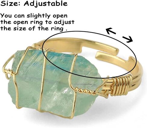 Chakra Crystal Ring Raw Ore Simple Personality Adjustable Metal Meditation Healing Yoga Calm Worry Stone Gift Jewelry in Saudi Arabia