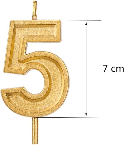 شموع عيد الميلاد الـ 65 باللون الذهبي مقاس 2.75 انش، زينة علوية للكعك على شكل رقم 65 لتزيين عيد الميلاد in Kuwait