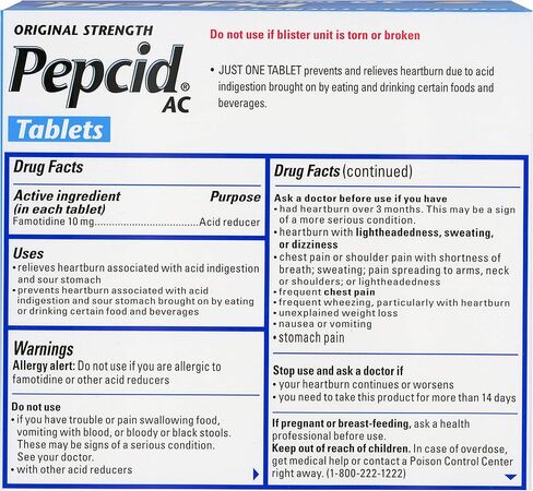 أقراص Pepcid AC الأصلية لتخفيف عسر الهضم الحمضي طوال اليوم، 30 قرصًا in Kuwait