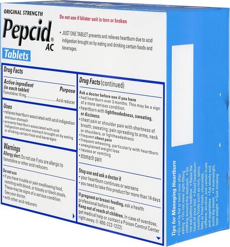 أقراص Pepcid AC الأصلية لتخفيف عسر الهضم الحمضي طوال اليوم، 30 قرصًا in Kuwait