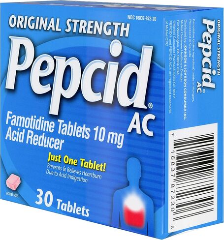 أقراص Pepcid AC الأصلية لتخفيف عسر الهضم الحمضي طوال اليوم، 30 قرصًا in Kuwait