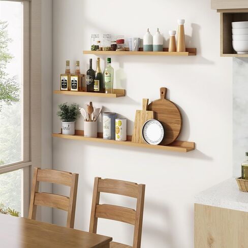 Picture Ledge Shelf, Floating Shelves Set of 2, 48 Inches Long Large Nursery Book Shelves for Toys Storage, Kids Bookshelf Wall Mounted for Living Room Bedroom Decor Books Photo Frames, Walnut in Kuwait