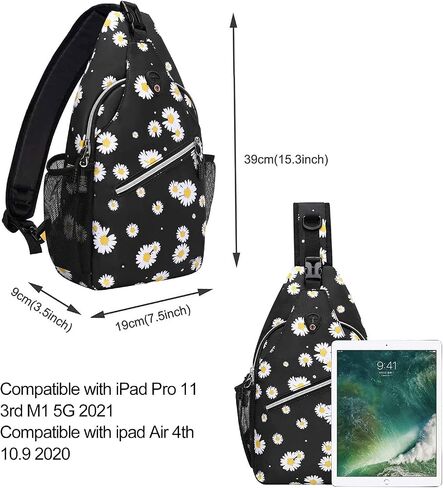 حقيبة ظهر MOSISO سلينج ، للسفر والمشي لمسافات طويلة Daypack ديزي حبل حقيبة الكتف كروسبودي ، أسود in Saudi Arabia