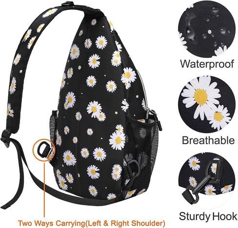 حقيبة ظهر MOSISO سلينج ، للسفر والمشي لمسافات طويلة Daypack ديزي حبل حقيبة الكتف كروسبودي ، أسود in Saudi Arabia