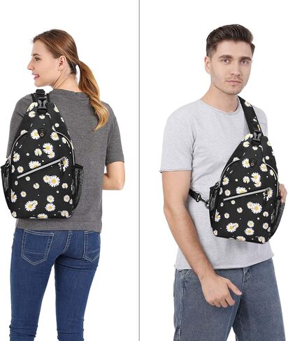 حقيبة ظهر MOSISO سلينج ، للسفر والمشي لمسافات طويلة Daypack ديزي حبل حقيبة الكتف كروسبودي ، أسود in Saudi Arabia