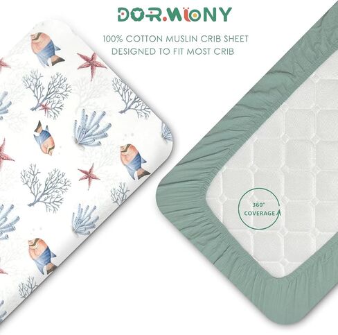Ultra Soft Muslin Crib Sheets for Baby, Premium Breathable Organic Cotton Crib Fitted Sheet for 52’’x28’’Standard Crib and Toddler Mattress.2 Pack Flower Pattern in Saudi Arabia