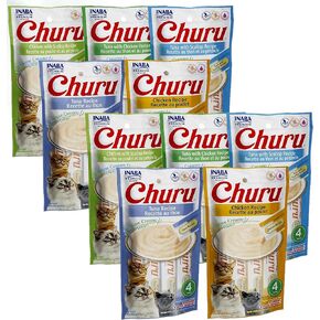 INABA Churu Lickable Creamy Purée Cat Treats 5 Flavor Variety Pack of 40 Tubes in Kuwait