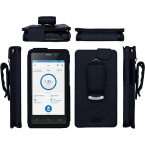 حافظة جلدية ملائمة مع واقي شاشة (تتضمن حلقة تسلق وحبل قصير) لجهاز Omnipod Dash PDM (مدير مرض السكري الشخصي) (أسود)