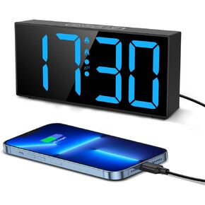 منبه بصوت عالٍ من Netzu للبالغين الذين ينامون كثيرًا، منبه كبير لغرف النوم، قم بتوصيل الساعة الرقمية بأرقام كبيرة 2.56 بوصة، 5 مستويات سطوع، 4 أحجام، منبه مزدوج وغفوة in Kuwait