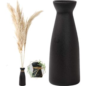 مزهرية سيراميك سوداء من W.Z WOODZIA لعشبة بامباس، نمط ديكور منزلي بوهو حديث، مثالية للزهور المجففة المزخرفة أو قطع مركزية لطاولة الطعام [لا تتضمن البامباس] (أسود)، WZ-2 in Kuwait