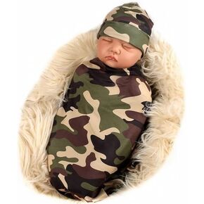 جالابلومير بطانية تقميط لحديثي الولادة مع مجموعة قبعة صغيرة، بطانية استقبال المولود بنمط مموه in Kuwait