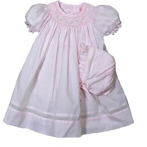 Petit Ami Girl's Smocked Dress with Embroidered Insets & Bonnet 9 Months in Kuwait
