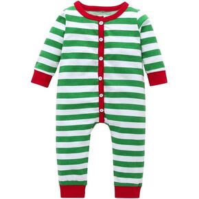 Toddler Baby Girls Boys Christmas Romper Jumpsuit Striped Long Sleeve Xmas Pajamas Homewear 6M-3T in Kuwait