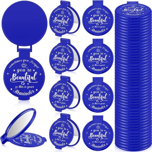 2.76 Inch Inspirational Compact Mirror Bulk Round Makeup Glass Mirror Personal Purse Pocket Mini Mirror Gifts for Women Girls Coworker Teacher Graduation Friends(Black, 18 Pcs) in Saudi Arabia