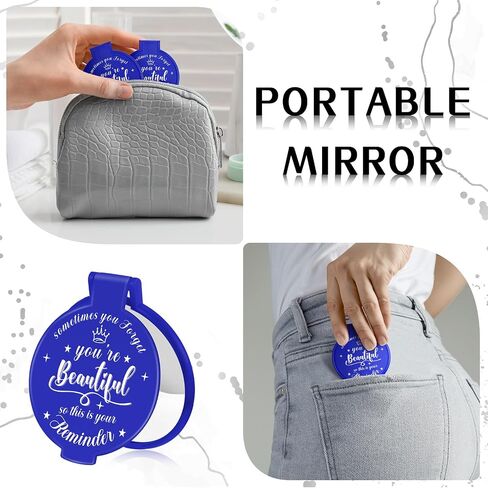 2.76 Inch Inspirational Compact Mirror Bulk Round Makeup Glass Mirror Personal Purse Pocket Mini Mirror Gifts for Women Girls Coworker Teacher Graduation Friends(Black, 18 Pcs) in Saudi Arabia
