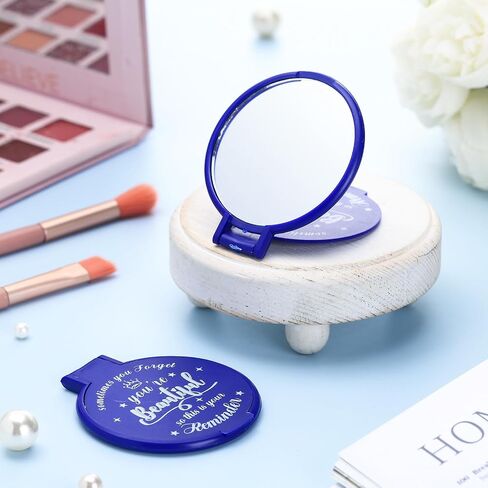 2.76 Inch Inspirational Compact Mirror Bulk Round Makeup Glass Mirror Personal Purse Pocket Mini Mirror Gifts for Women Girls Coworker Teacher Graduation Friends(Black, 18 Pcs) in Saudi Arabia