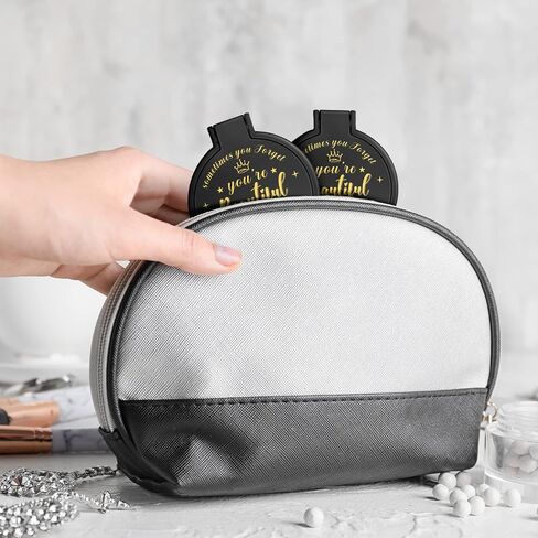 2.76 Inch Inspirational Compact Mirror Bulk Round Makeup Glass Mirror Personal Purse Pocket Mini Mirror Gifts for Women Girls Coworker Teacher Graduation Friends(Black, 18 Pcs) in Saudi Arabia