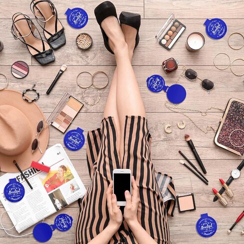 2.76 Inch Inspirational Compact Mirror Bulk Round Makeup Glass Mirror Personal Purse Pocket Mini Mirror Gifts for Women Girls Coworker Teacher Graduation Friends(Black, 18 Pcs) in Saudi Arabia