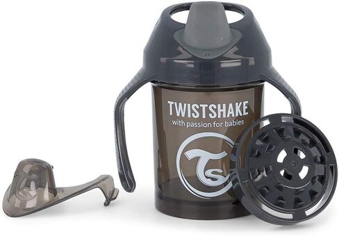 TWISTSHAKE Sippy Cups - Premium 230ml/8oz Toddler Sippy Cups for 4+ Months - Leak-Proof Design, Easy-Grip Bottle with Soft Sippy Spout, BPA Free - Black in Saudi Arabia