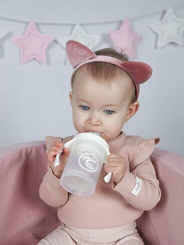 TWISTSHAKE Sippy Cups - Premium 230ml/8oz Toddler Sippy Cups for 4+ Months - Leak-Proof Design, Easy-Grip Bottle with Soft Sippy Spout, BPA Free - Black in Saudi Arabia